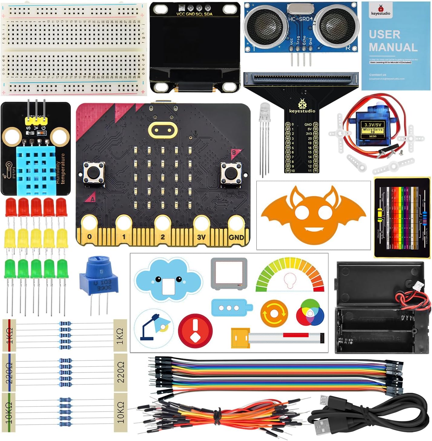 KEYESTUDIO BBC Micro:bit Starter Kit Sensor Module Kit for Microbit V2